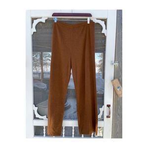 90s Jones New York Sport High Waist Trousers Wide Leg Long Johns Rust-Brown Sz 3